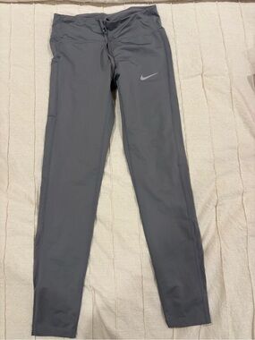 Nike Gray Athletic Leggings with Swoosh Detail